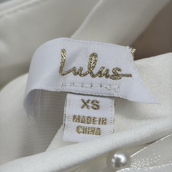 Lulus Romantic Glow White Backless Pearl Bow Maxi Dress size XS NWOT - Picture 8 of 12